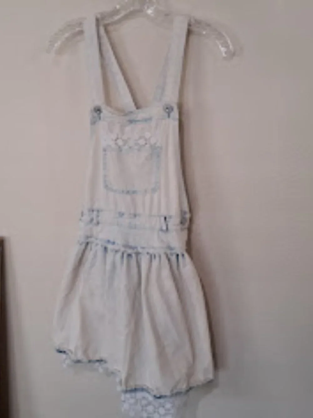 Girls Acid Wash Jordache Y2K overall skirt girls Large‎ flower lace